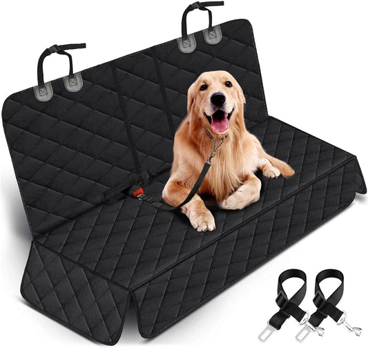 Waterproof Dog Car Seat Cover - Non-Slip Back Seat Protector for Most Cars, Trucks, and SUVs with Middle Armrest Compatibility - Black